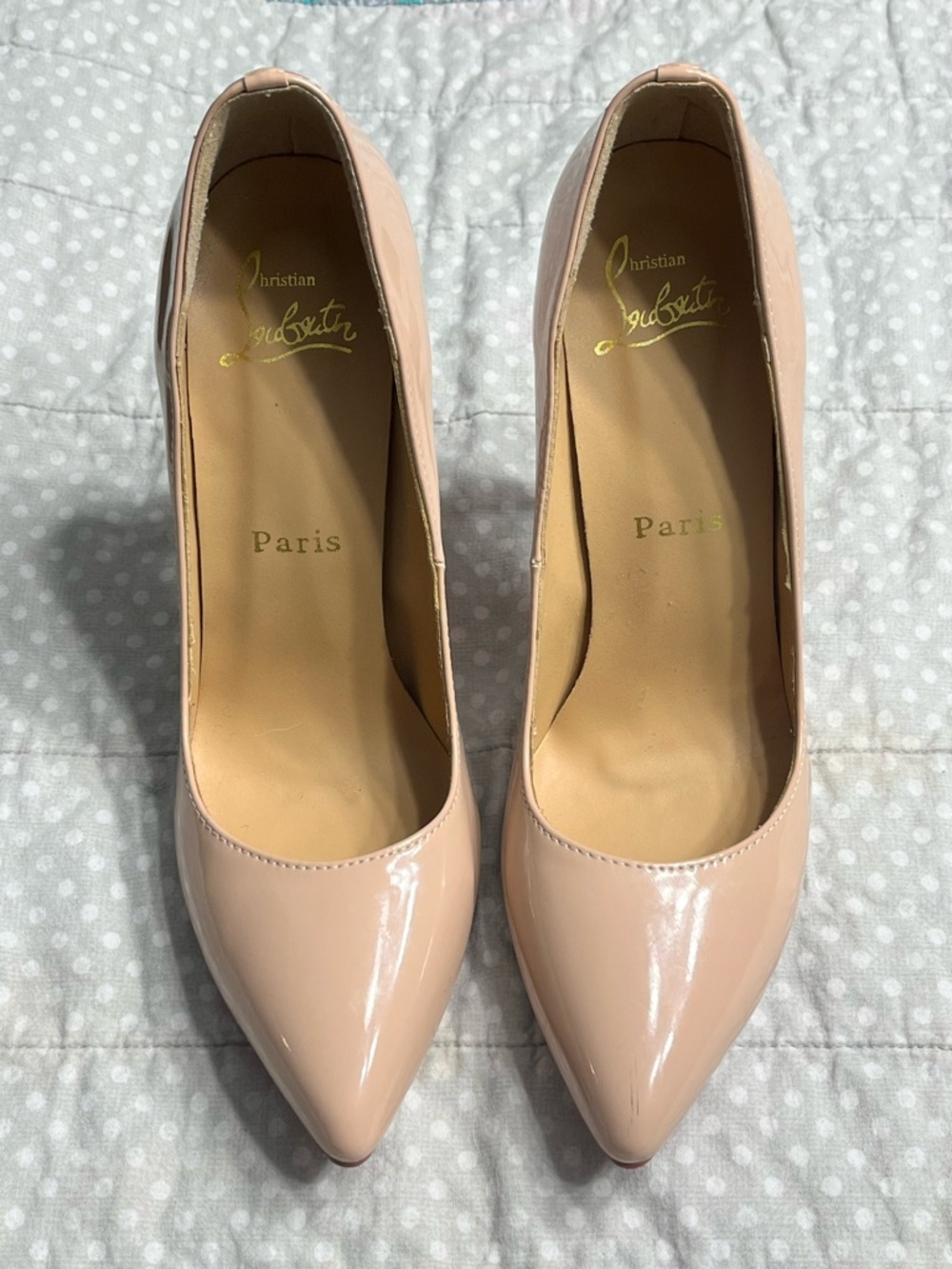 Red Bottom High Heels Nude Patent Pump Stiletto Designer Style Size ~10